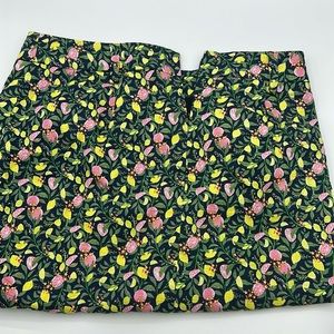 1901 Women's Pencil Skirt Navy Blue Citrus Pattern | Size: 10